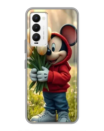 Чехол для TECNO Camon 18 / Camon 18P с картинкой «Микки с тюльпанами»