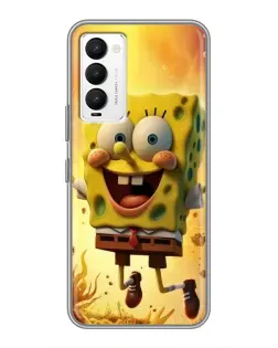 Чехол для TECNO Camon 18 / Camon 18P с картинкой «Губка Боб прыгает»