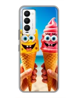 Чехол для TECNO Camon 18 / Camon 18P с картинкой «Спанч Боб мороженое»