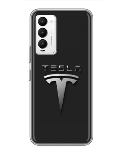 Чехол для TECNO Camon 18 / Camon 18P с картинкой «Стальной логотип Tesla»