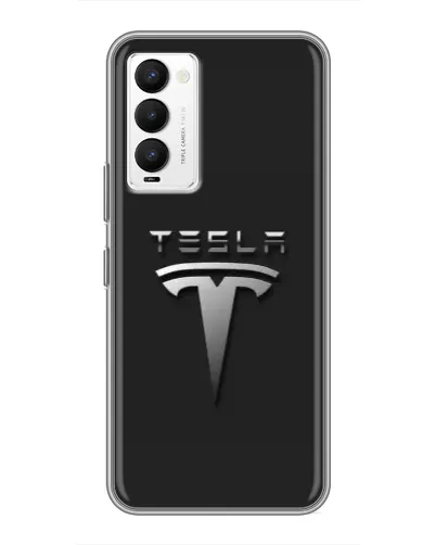 Чехол для TECNO Camon 18 / Camon 18P с картинкой «Стальной логотип Tesla»