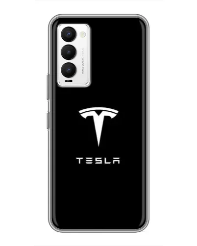 Чехол для TECNO Camon 18 / Camon 18P с картинкой «Tesla White Logo»