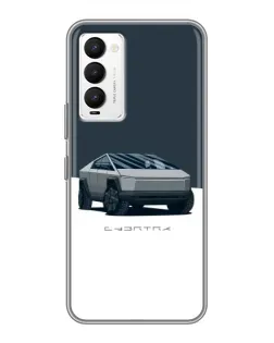 Чехол для TECNO Camon 18 / Camon 18P с картинкой «Серебристый Cybertruck Tesla»