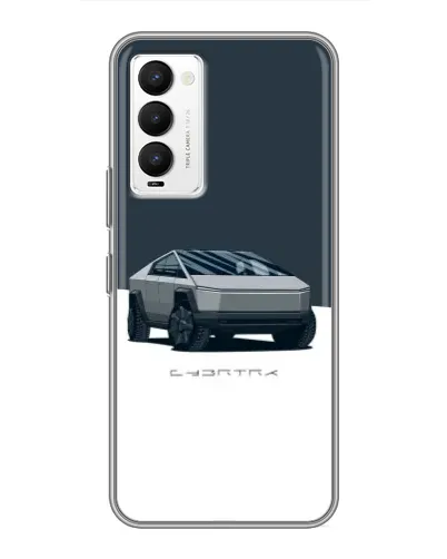 Чехол для TECNO Camon 18 / Camon 18P с картинкой «Серебристый Cybertruck Tesla»