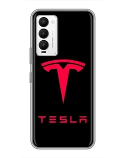 Чехол для TECNO Camon 18 / Camon 18P с картинкой «Tesla Red Logo»