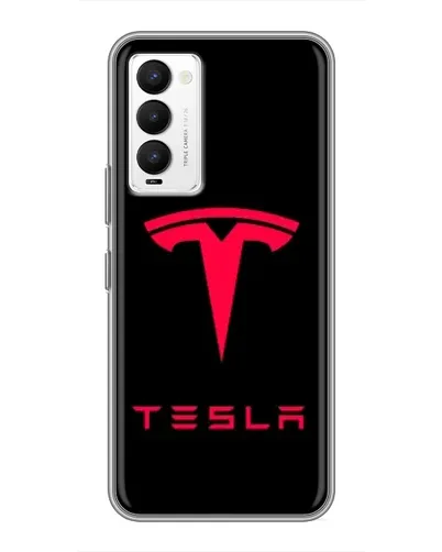 Чехол для TECNO Camon 18 / Camon 18P с картинкой «Tesla Red Logo»
