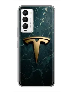 Чехол для TECNO Camon 18 / Camon 18P с картинкой «Мраморная Tesla Gold»