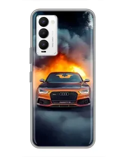 Чехол для TECNO Camon 18 / Camon 18P с картинкой «Audi в огненном дыму»