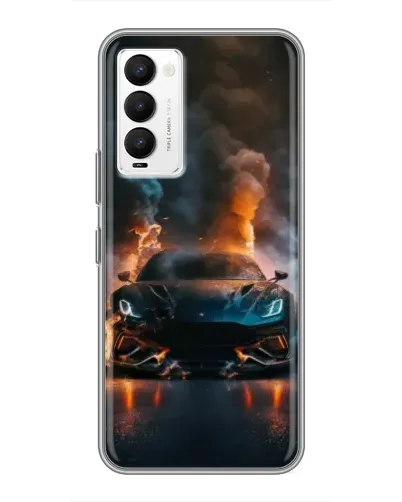 Чехол для TECNO Camon 18 / Camon 18P с картинкой «Lamborghini дымная эстетика»