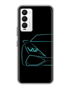 Чехол для TECNO Camon 18 / Camon 18P с картинкой «Голубой силуэт Lamborghini»