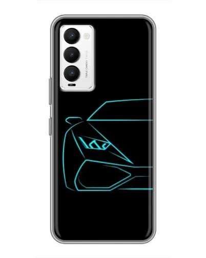 Чехол для TECNO Camon 18 / Camon 18P с картинкой «Голубой силуэт Lamborghini»