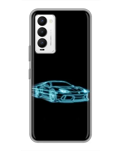 Чехол для TECNO Camon 18 / Camon 18P с картинкой «Неоновый контур Lamborghini»