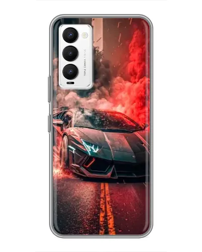 Чехол для TECNO Camon 18 / Camon 18P с картинкой «Lamborghini красный дым»