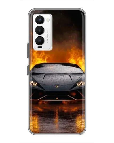 Чехол для TECNO Camon 18 / Camon 18P с картинкой «Lamborghini в огне»
