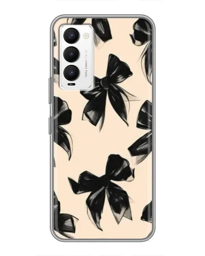Чехол для TECNO Camon 18 / Camon 18P с картинкой «Паттерн черные банты» Чехол для TECNO Camon 18 / Camon 18P с картинкой «Паттерн черные банты»