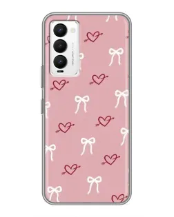 Чехол для TECNO Camon 18 / Camon 18P с картинкой «Сердца и банты»