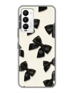 Чехол для TECNO Camon 18 / Camon 18P с картинкой «Черные бантики»