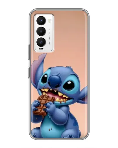 Чехол для TECNO Camon 18 / Camon 18P с картинкой «Стич ест шоколад»
