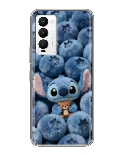 Чехол для TECNO Camon 18 / Camon 18P с картинкой «Стич и голубика»