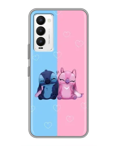 Чехол для TECNO Camon 18 / Camon 18P с картинкой «Stitch и Angel Love»