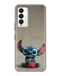 Чехол для TECNO Camon 18 / Camon 18P с картинкой «Стич на коричневом фоне»