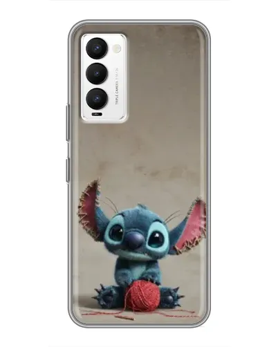 Чехол для TECNO Camon 18 / Camon 18P с картинкой «Стич на коричневом фоне»