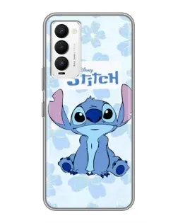 Чехол для TECNO Camon 18 / Camon 18P с картинкой «Stitch среди цветов»