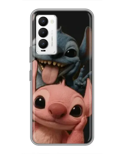 Чехол для TECNO Camon 18 / Camon 18P с картинкой «Стич и Ангел»