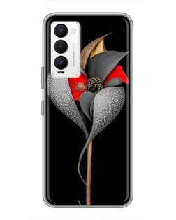 Чохол для TECNO Camon 18 / Camon 18P з картинкою «Срібна фантазійна квітка»