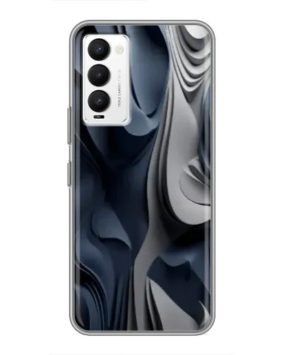 Чехол для TECNO Camon 18 / Camon 18P с картинкой «Объемные синие складки»
