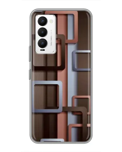 Чехол для TECNO Camon 18 / Camon 18P с картинкой «Коричневые объемные квадраты»