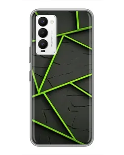 Чехол для TECNO Camon 18 / Camon 18P с картинкой «Зеленые геометрические линии»