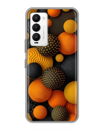Чехол для TECNO Camon 18 / Camon 18P с картинкой «Объемные оранжевые сферы»