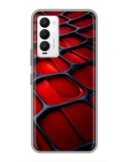 Чехол для TECNO Camon 18 / Camon 18P с картинкой «Красная глянцевая сетка»