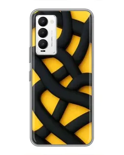 Чехол для TECNO Camon 18 / Camon 18P с картинкой «Черное желтое переплетение»
