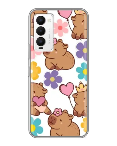 Чехол для TECNO Camon 18 / Camon 18P с картинкой «Цветочный паттерн капибар» Чехол для TECNO Camon 18 / Camon 18P с картинкой «Цветочный паттерн капибар»