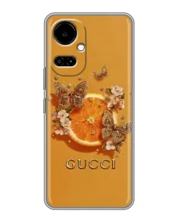 Чехол для TECNO Camon 19 (CI6n) / 19 Pro (CI8n) с картинкой «Gucci — золотые бабочки»