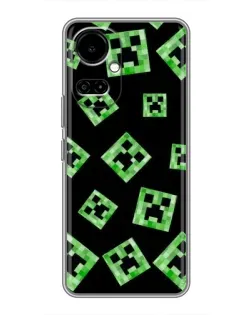 Чехол для TECNO Camon 19 (CI6n) / 19 Pro (CI8n) с картинкой «Паттерн с криперами»