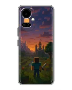 Чехол для TECNO Camon 19 (CI6n) / 19 Pro (CI8n) с картинкой «Стив у башни»