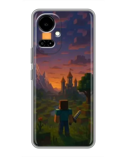 Чехол для TECNO Camon 19 (CI6n) / 19 Pro (CI8n) с картинкой «Стив у башни» Чехол для TECNO Camon 19 (CI6n) / 19 Pro (CI8n) с картинкой «Стив у башни»