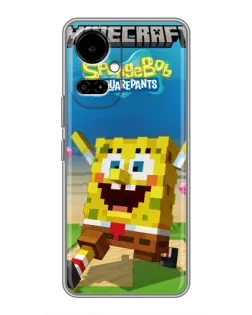 Чехол для TECNO Camon 19 (CI6n) / 19 Pro (CI8n) с картинкой «Губка Боб Minecraft»