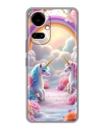 Чохол для TECNO Camon 19 (CI6n) / 19 Pro (CI8n) з картинкою «Веселка і єдинороги»