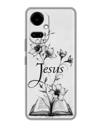 Чехол для TECNO Camon 19 (CI6n) / 19 Pro (CI8n) с картинкой «Цветы и Библия»