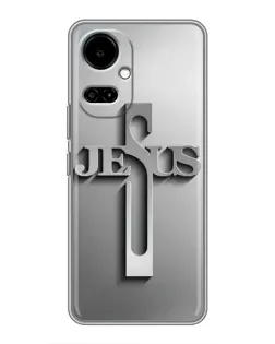 Чохол для TECNO Camon 19 (CI6n) / 19 Pro (CI8n) з картинкою «Металевий хрест Jesus»