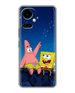 Чехол для TECNO Camon 19 (CI6n) / 19 Pro (CI8n) с картинкой «Губка Боб и Патрик ночью»