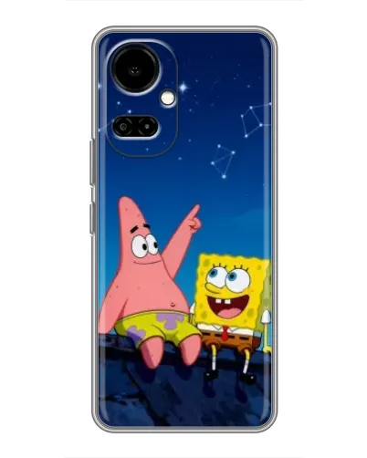 Чехол для TECNO Camon 19 (CI6n) / 19 Pro (CI8n) с картинкой «Губка Боб и Патрик ночью»