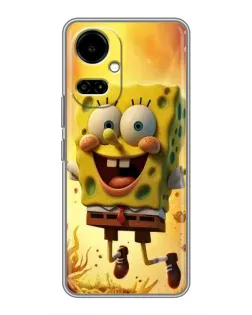 Чехол для TECNO Camon 19 (CI6n) / 19 Pro (CI8n) с картинкой «Губка Боб прыгает»