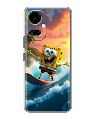 Чехол для TECNO Camon 19 (CI6n) / 19 Pro (CI8n) с картинкой «Губка Боб серфингист»