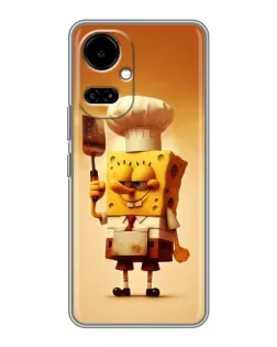 Чехол для TECNO Camon 19 (CI6n) / 19 Pro (CI8n) с картинкой «Губка Боб повар»