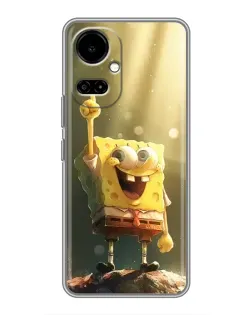 Чехол для TECNO Camon 19 (CI6n) / 19 Pro (CI8n) с картинкой «Сияющий Спанч Боб»